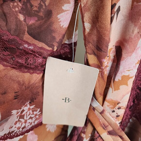 NWT BHLDN Camila Long Sleeve Chiffon Mini Dress Pink Medium - Picture 15 of 16